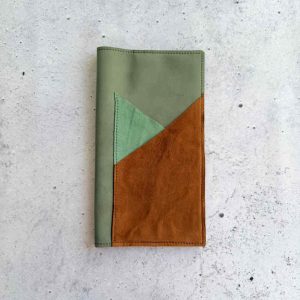 Light olive nubuck double pocket - Standard leather folio