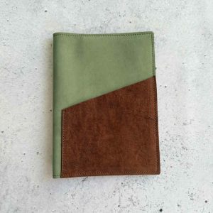 Light Olive nubuck & dark textured brown - B6 leather folio