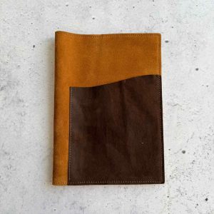 Cinnamon velour & deep brown - A5 leather folio
