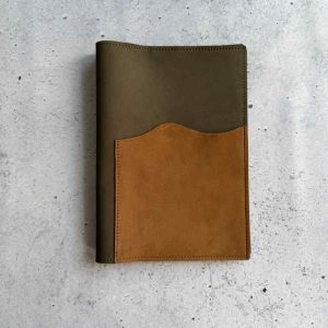 Mushroom nubuck & Cognac - A5 leather folio
