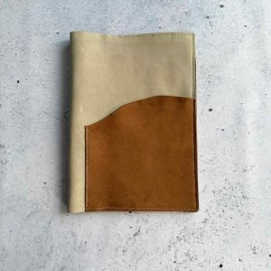 Stone nappa & Cognac - A5 leather folio