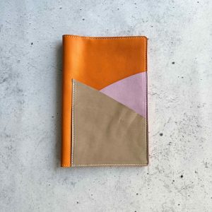 Smooth orange double pocket - A5slim leather notebook